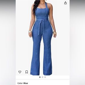 Denim jumpsuit with halter never worn